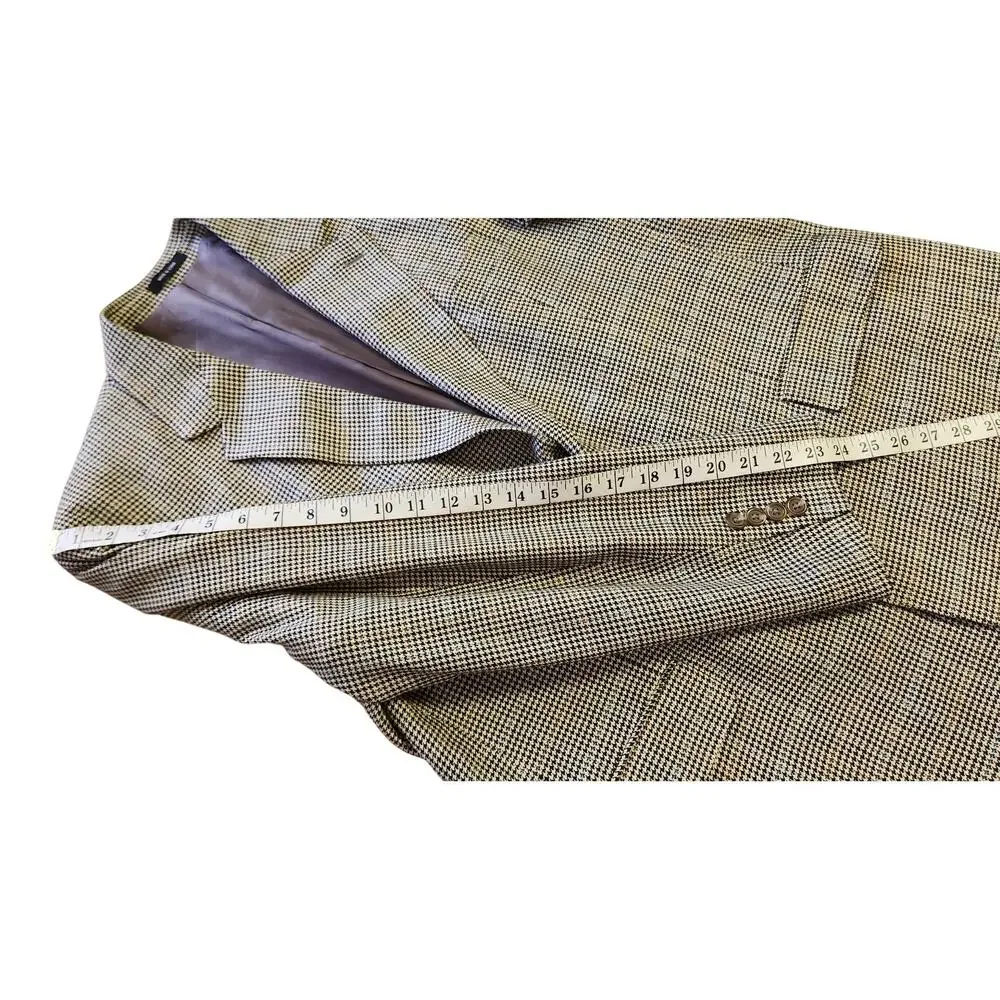 100% Silk Ralph Lauren Houndstooth 2 Button Blazer Sport Coat Men 42 Regular